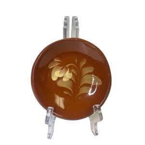 Eldreth Pottery Redware Yellow Flower‎ Small Trinket Dish Bowl 2016 Signed